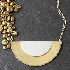 Large Layered Half Disc Necklace