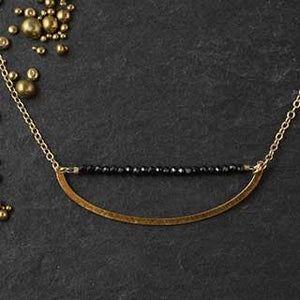 Golden Crescent with Tiny Black Spinel Bar