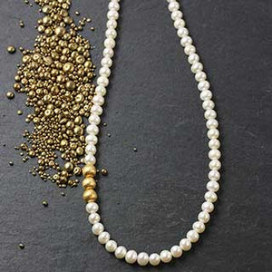 Classic Pearls with Golden Beads Necklace