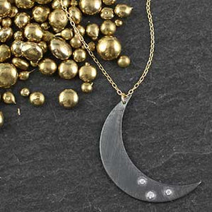 Crescent Moon with Tiny CZs Necklace
