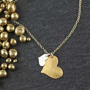 Big and Little Flat Heart Necklace