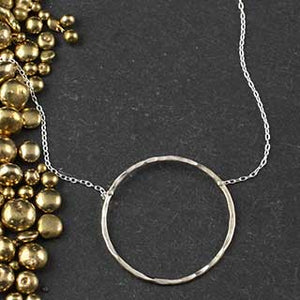 Hammered Ring Solitare Necklace